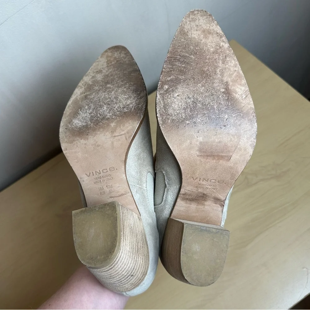 Vince Italian Suede Ankle Boots 10 | Neutral Booties Minimalist‎ Quiet Luxury